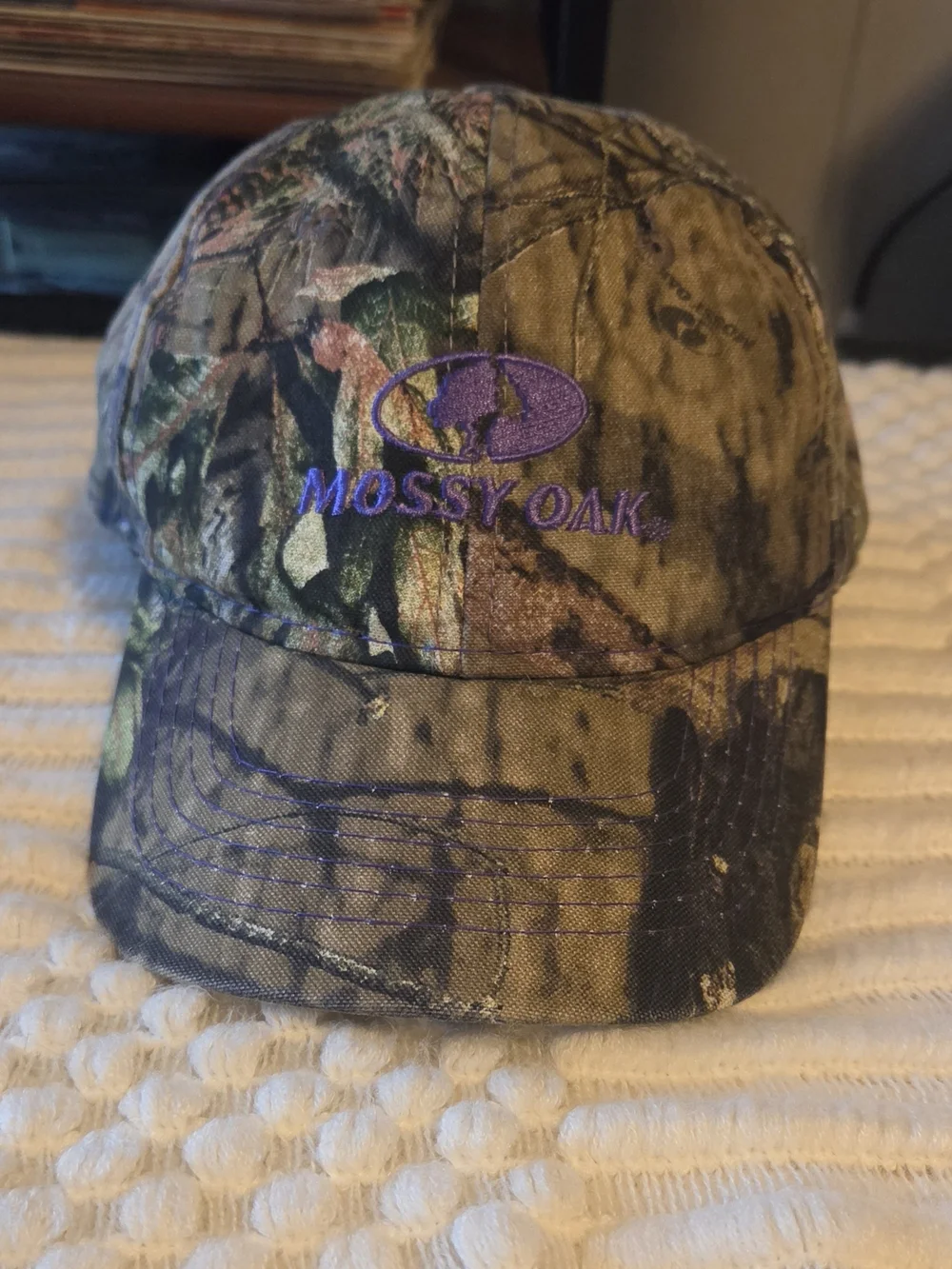 Mossy Oak Camo Hat with Purple Logo